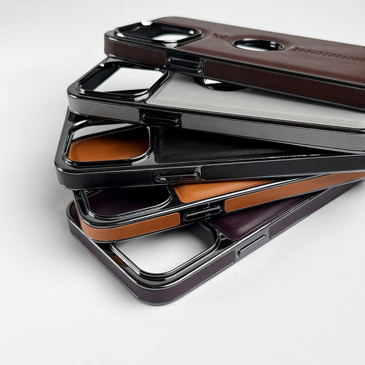 FRATO luxury Case iPhone Middle Stitch PU Leather Side Chrome Case Cover