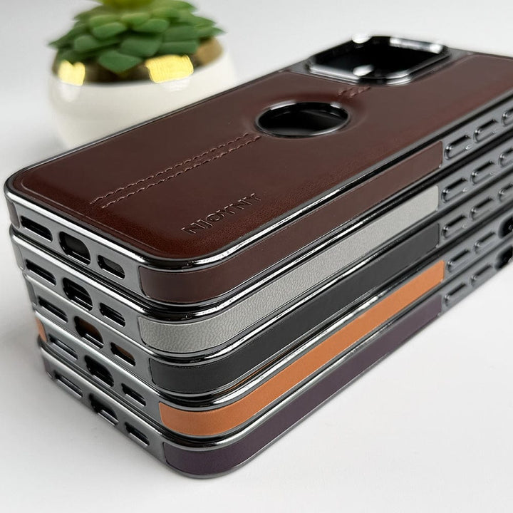 FRATO luxury Case iPhone Middle Stitch PU Leather Side Chrome Case Cover