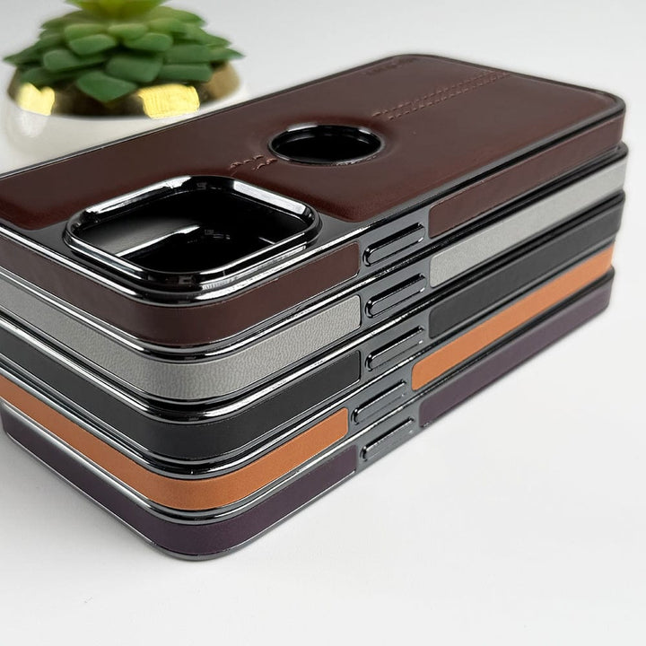 FRATO luxury Case iPhone Middle Stitch PU Leather Side Chrome Case Cover