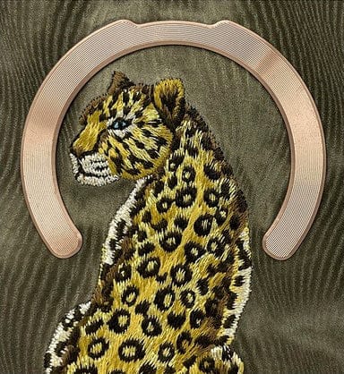 FRATO luxury Case iPhone Premium 3D Embroidered Animal Series Leather MagSafe Case Cover (Golden Leopard)