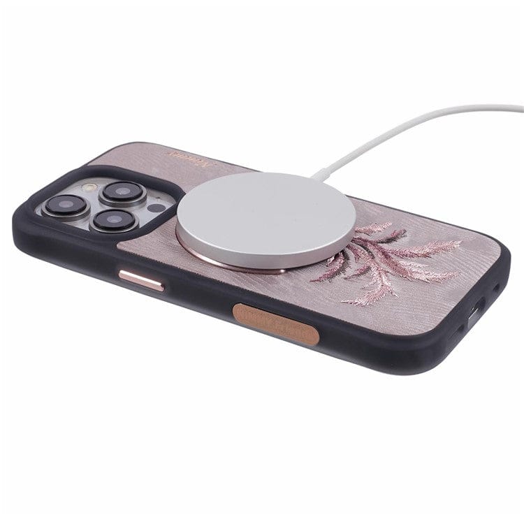 FRATO luxury Case iPhone Premium 3D Embroidered Animal Series Leather MagSafe Case Cover (Phoenix)