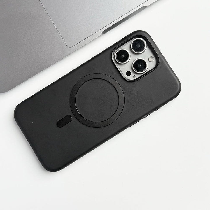 FRATO luxury Case iPhone Premium PU Leather Metal MagSafe Ring Cover