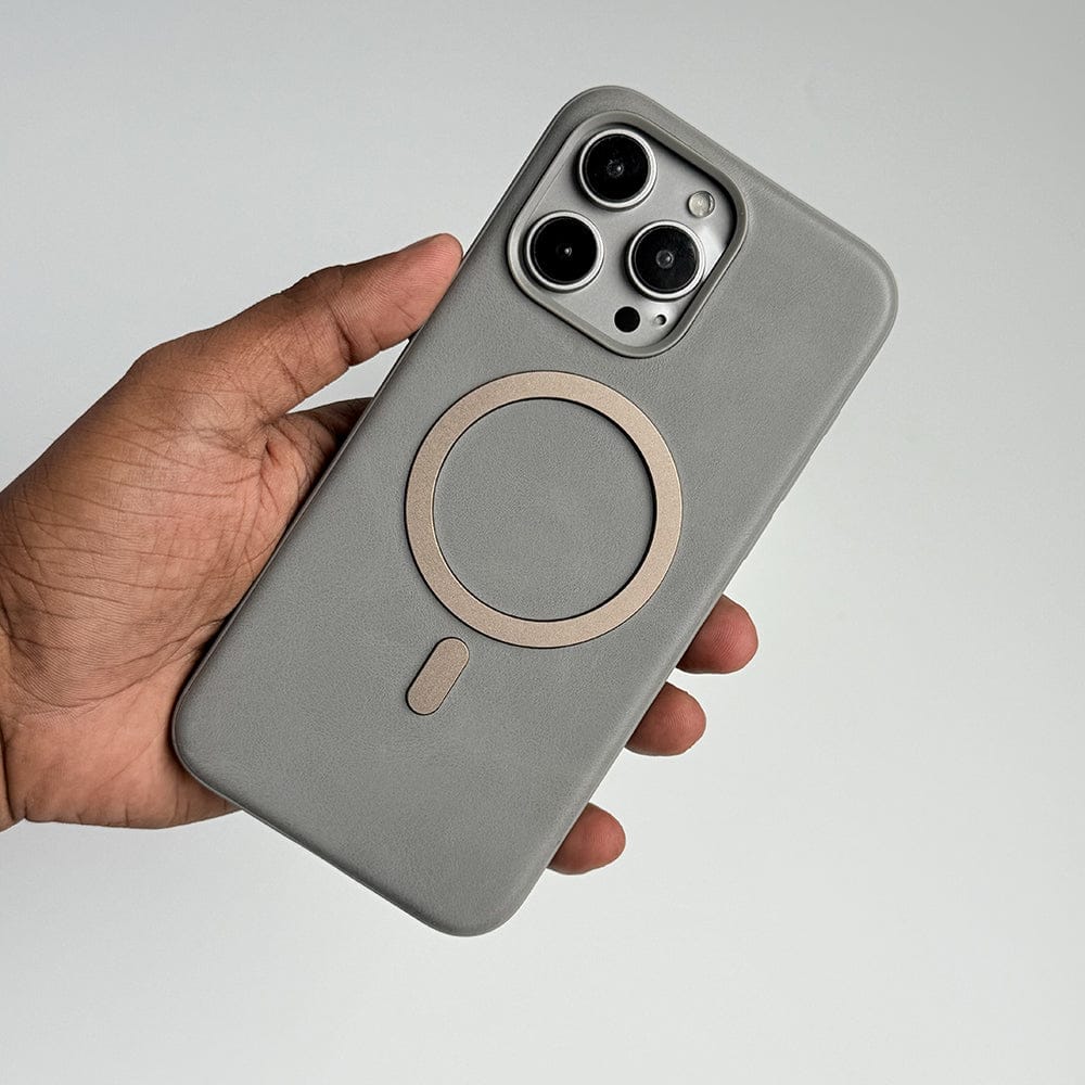 FRATO luxury Case iPhone Premium PU Leather Metal MagSafe Ring Cover