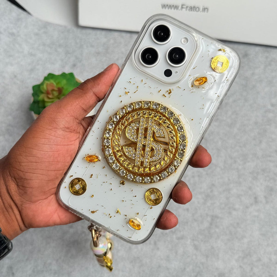 FRATO luxury Case iPhone Premium Rotation Dollar Bracelet Wristband Chain Phone Case Cover