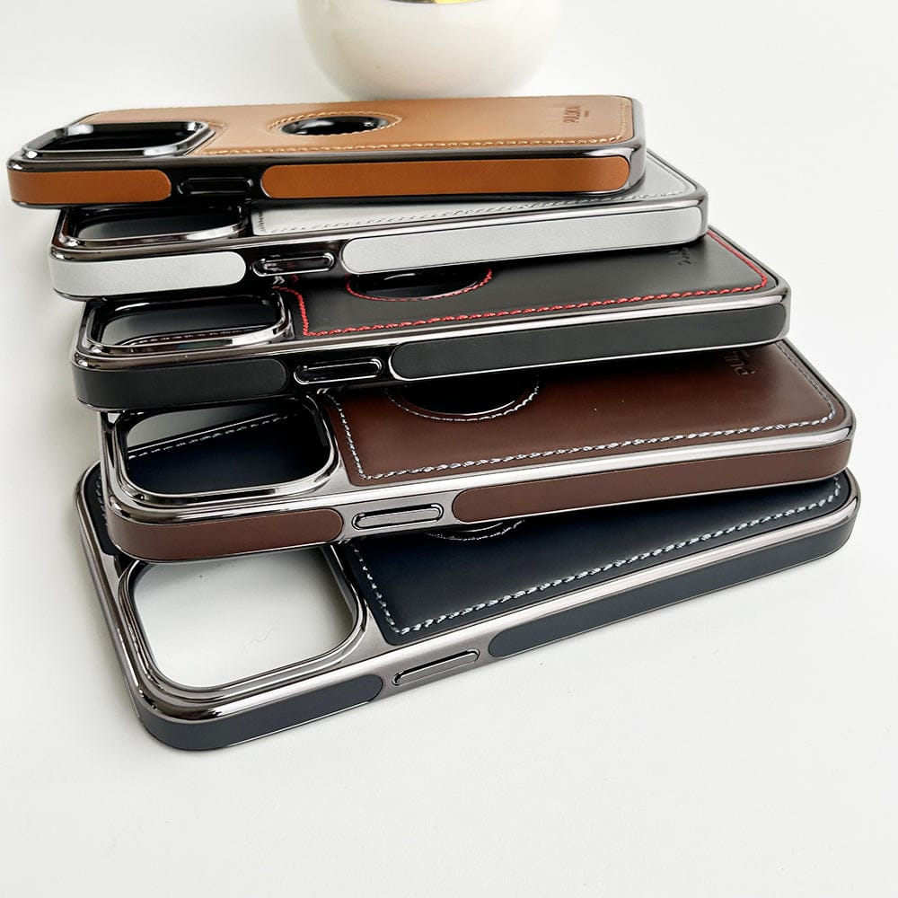 FRATO luxury Case iPhone PU Leather Side Chrome Case Cover