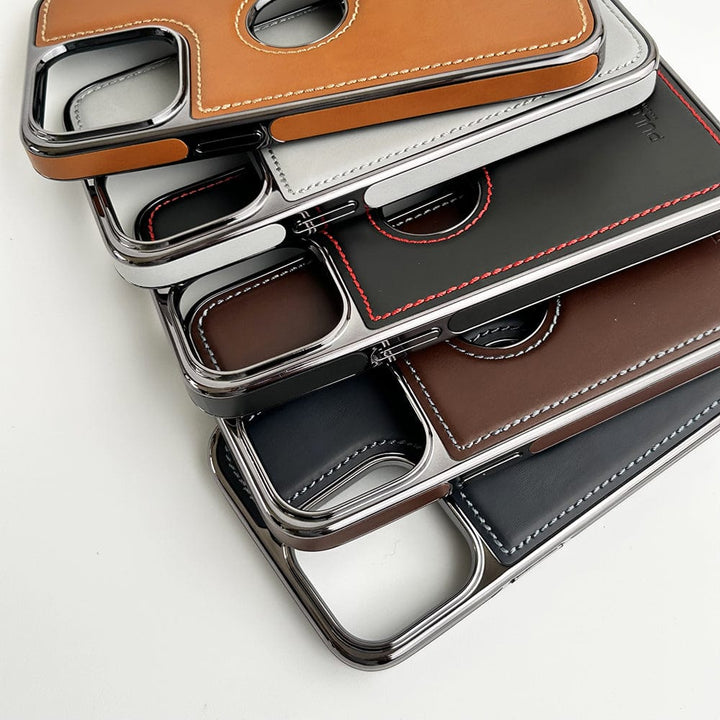 FRATO luxury Case iPhone PU Leather Side Chrome Case Cover