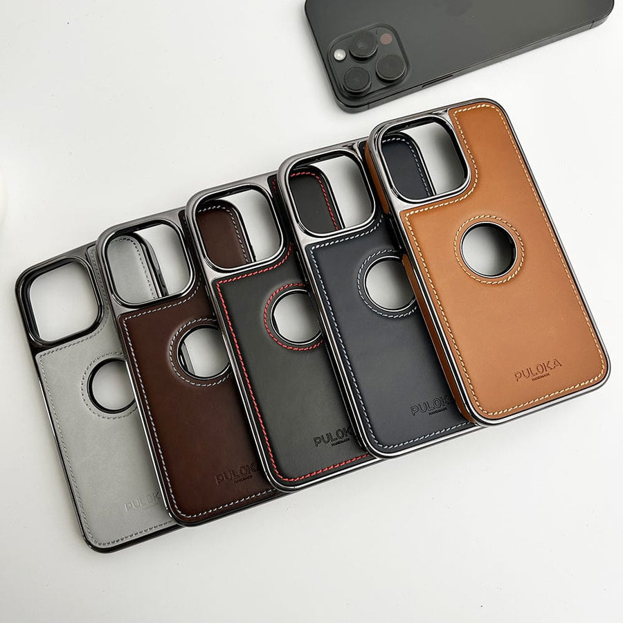 FRATO luxury Case iPhone PU Leather Side Chrome Case Cover