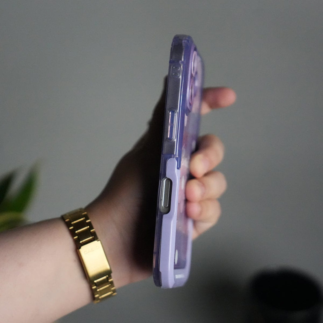 FRATO luxury Case iPhone Series Beautiful Purple Glossy Floral With Kickstand Case Cover
