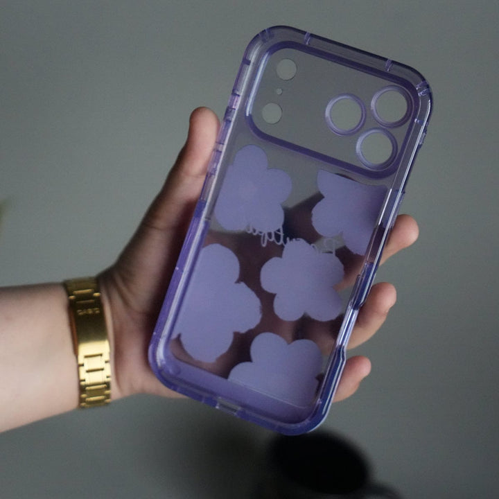 FRATO luxury Case iPhone Series Beautiful Purple Glossy Floral With Kickstand Case Cover