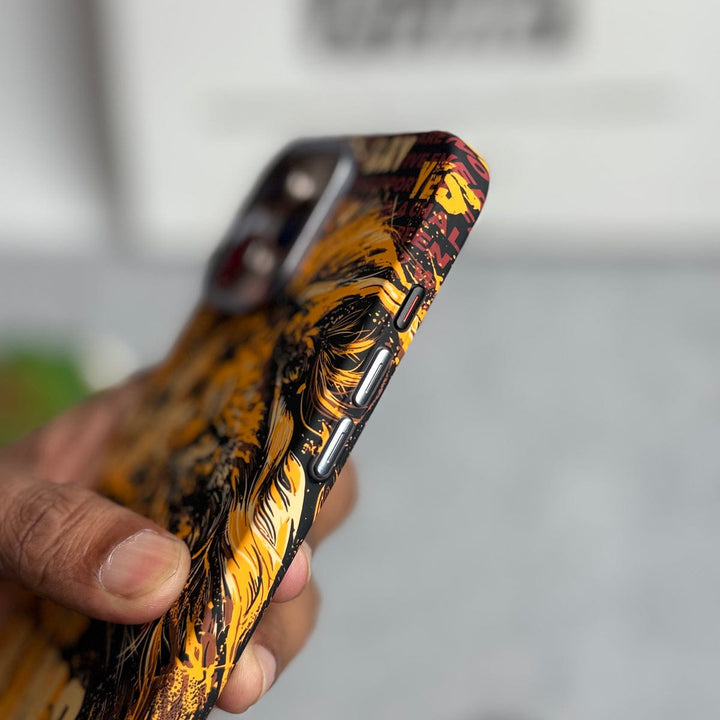 FRATO luxury Case iPhone Series Carbon Fiber Texture Tiger Lion Design Hard Pc MagSafe Case Cover