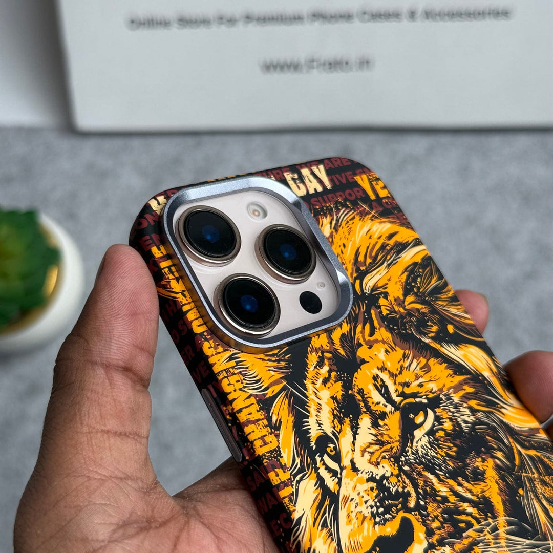 FRATO luxury Case iPhone Series Carbon Fiber Texture Tiger Lion Design Hard Pc MagSafe Case Cover