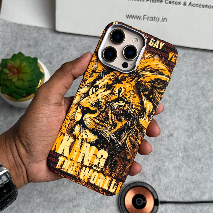 FRATO luxury Case iPhone Series Carbon Fiber Texture Tiger Lion Design Hard Pc MagSafe Case Cover