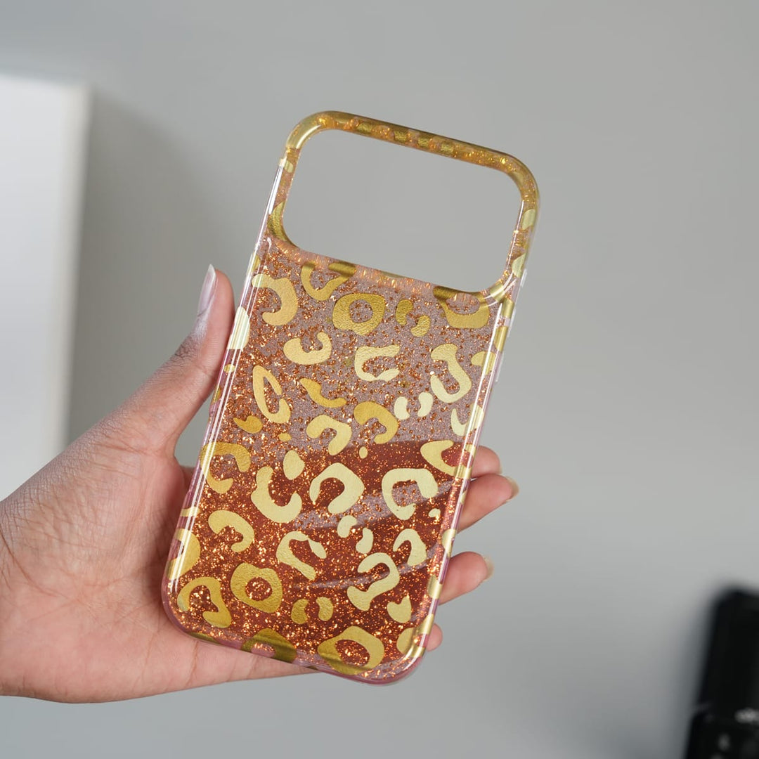 FRATO luxury Case iPhone Series Luxury Gold Leopard Print Glitter Case with Glossy Finish