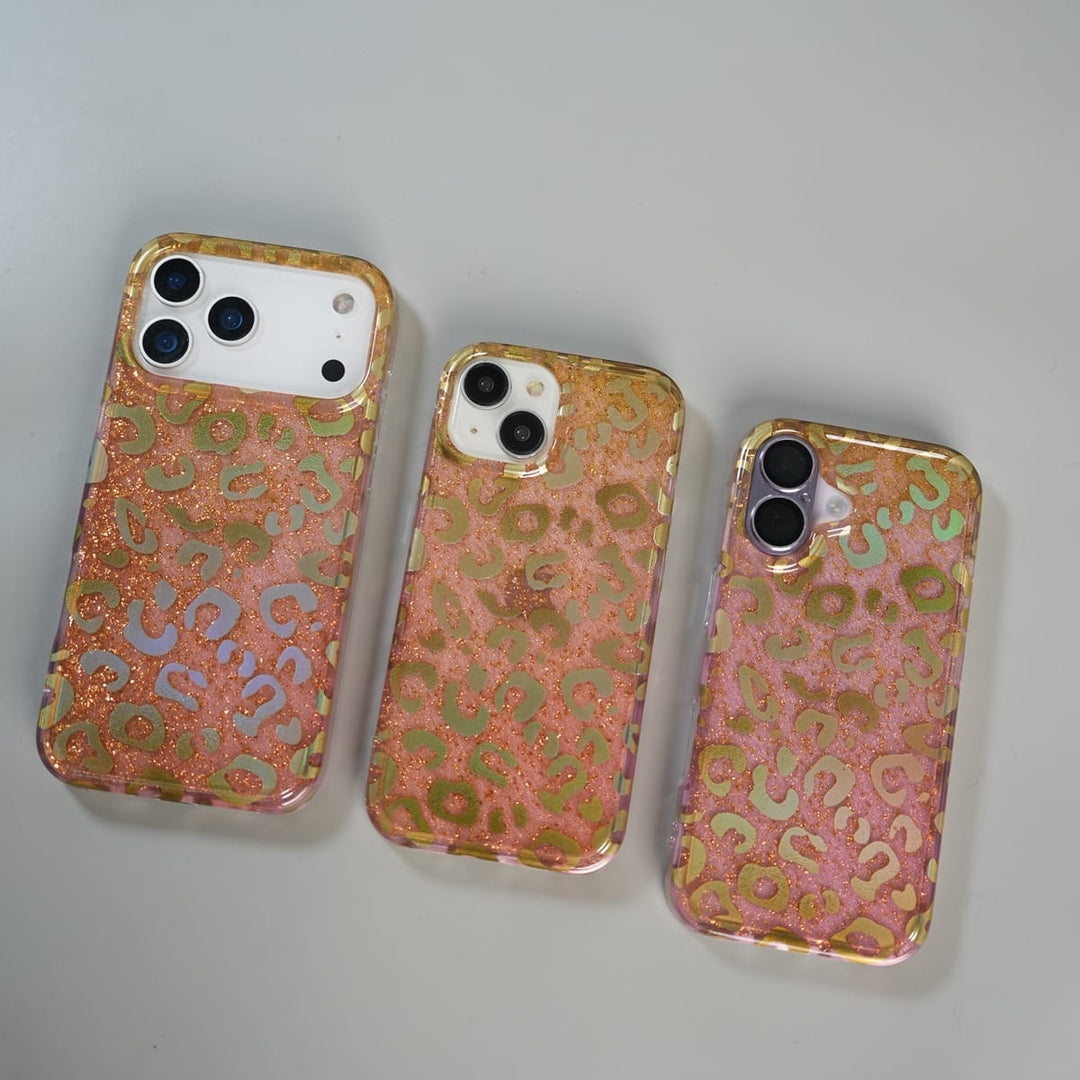FRATO luxury Case iPhone Series Luxury Gold Leopard Print Glitter Case with Glossy Finish