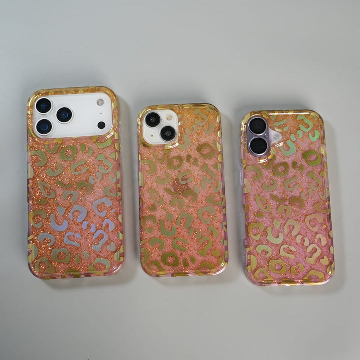 FRATO luxury Case iPhone Series Luxury Gold Leopard Print Glitter Case with Glossy Finish
