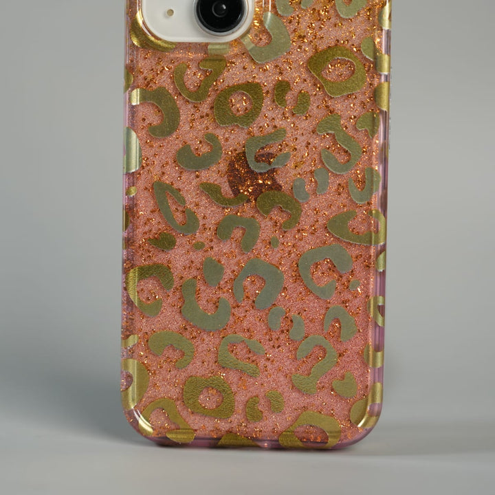 FRATO luxury Case iPhone Series Luxury Gold Leopard Print Glitter Case with Glossy Finish