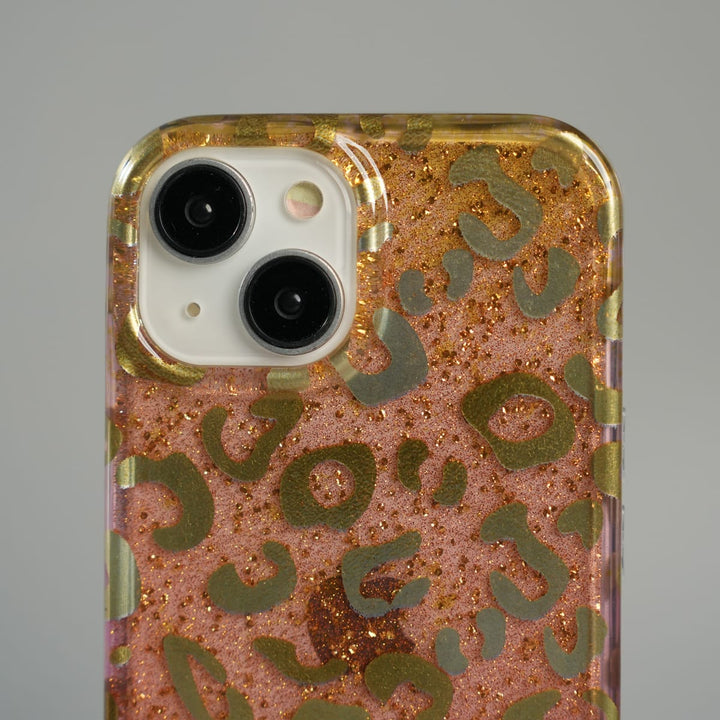FRATO luxury Case iPhone Series Luxury Gold Leopard Print Glitter Case with Glossy Finish
