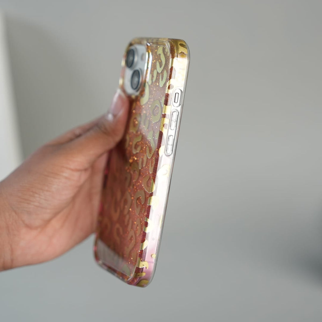 FRATO luxury Case iPhone Series Luxury Gold Leopard Print Glitter Case with Glossy Finish