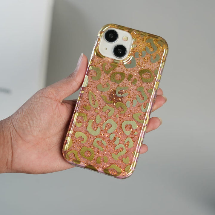 FRATO luxury Case iPhone Series Luxury Gold Leopard Print Glitter Case with Glossy Finish