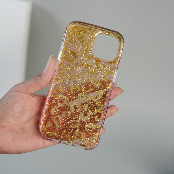 FRATO luxury Case iPhone Series Luxury Gold Leopard Print Glitter Case with Glossy Finish