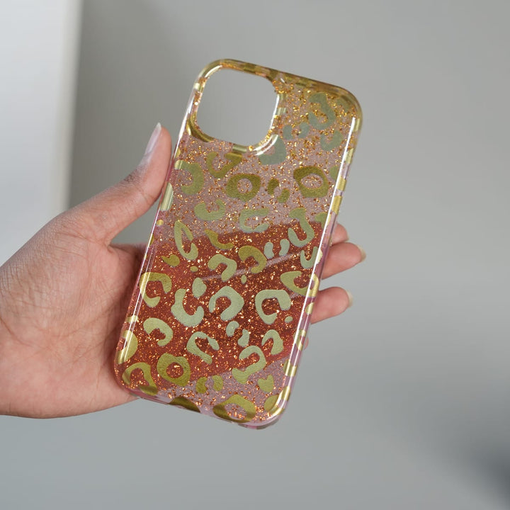 FRATO luxury Case iPhone Series Luxury Gold Leopard Print Glitter Case with Glossy Finish