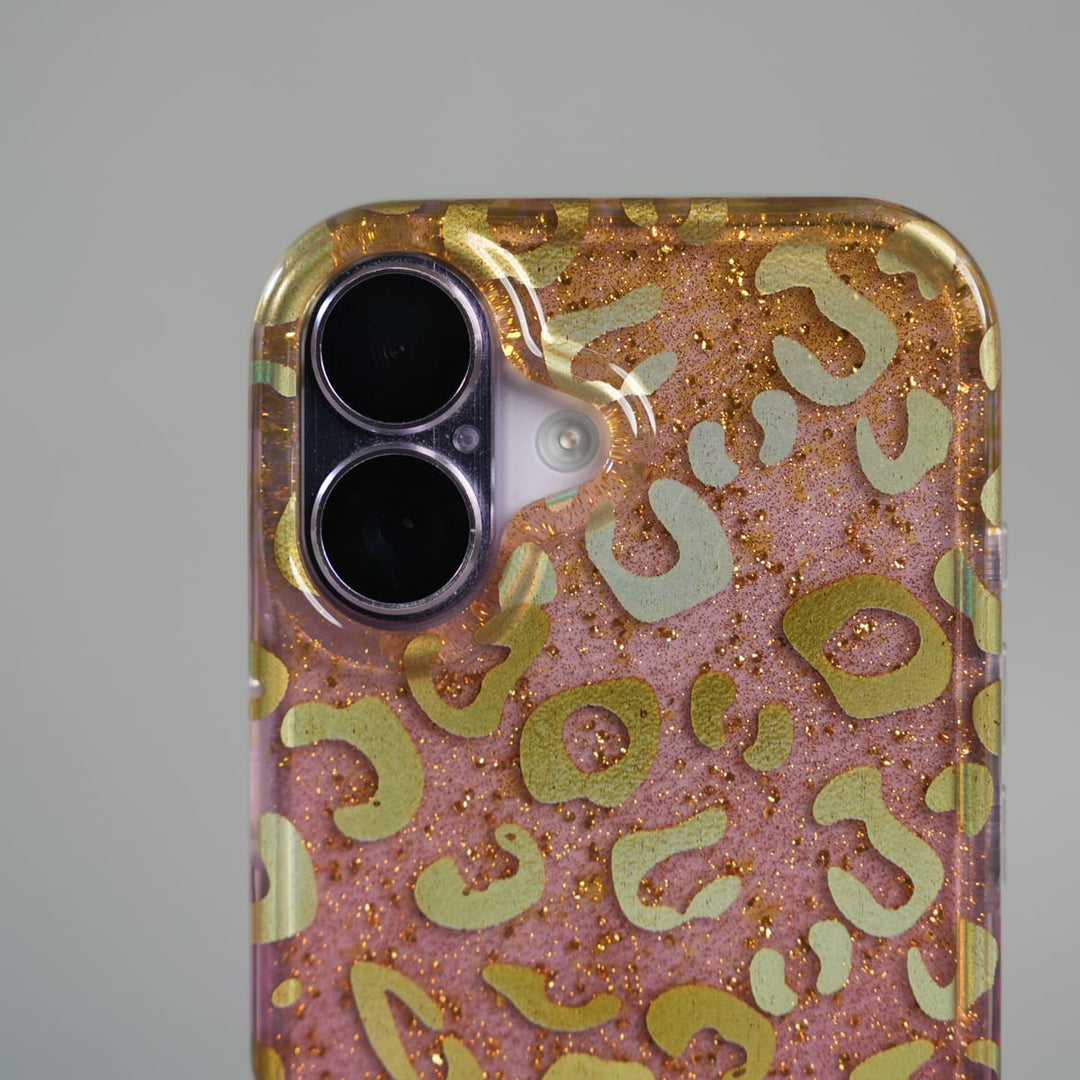 FRATO luxury Case iPhone Series Luxury Gold Leopard Print Glitter Case with Glossy Finish