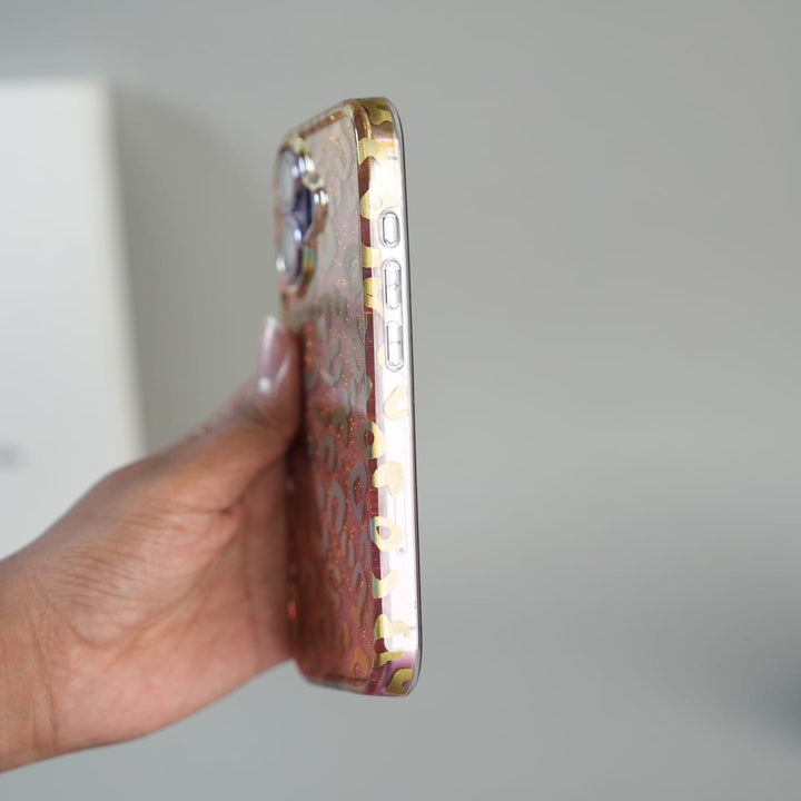 FRATO luxury Case iPhone Series Luxury Gold Leopard Print Glitter Case with Glossy Finish