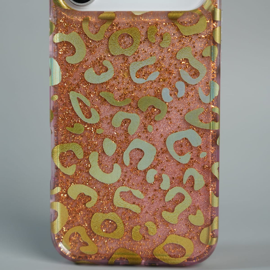 FRATO luxury Case iPhone Series Luxury Gold Leopard Print Glitter Case with Glossy Finish
