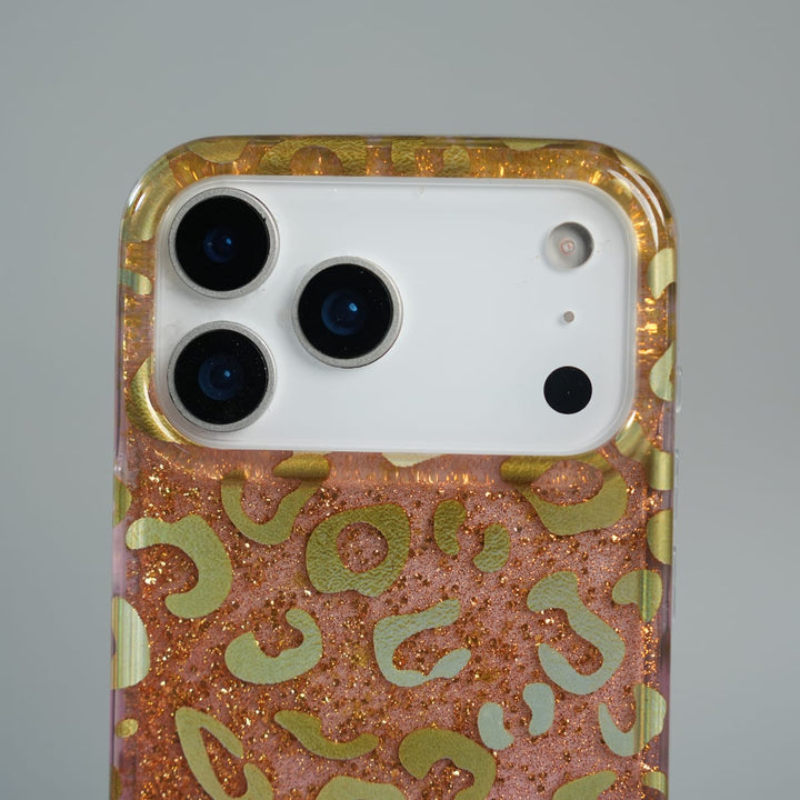 FRATO luxury Case iPhone Series Luxury Gold Leopard Print Glitter Case with Glossy Finish