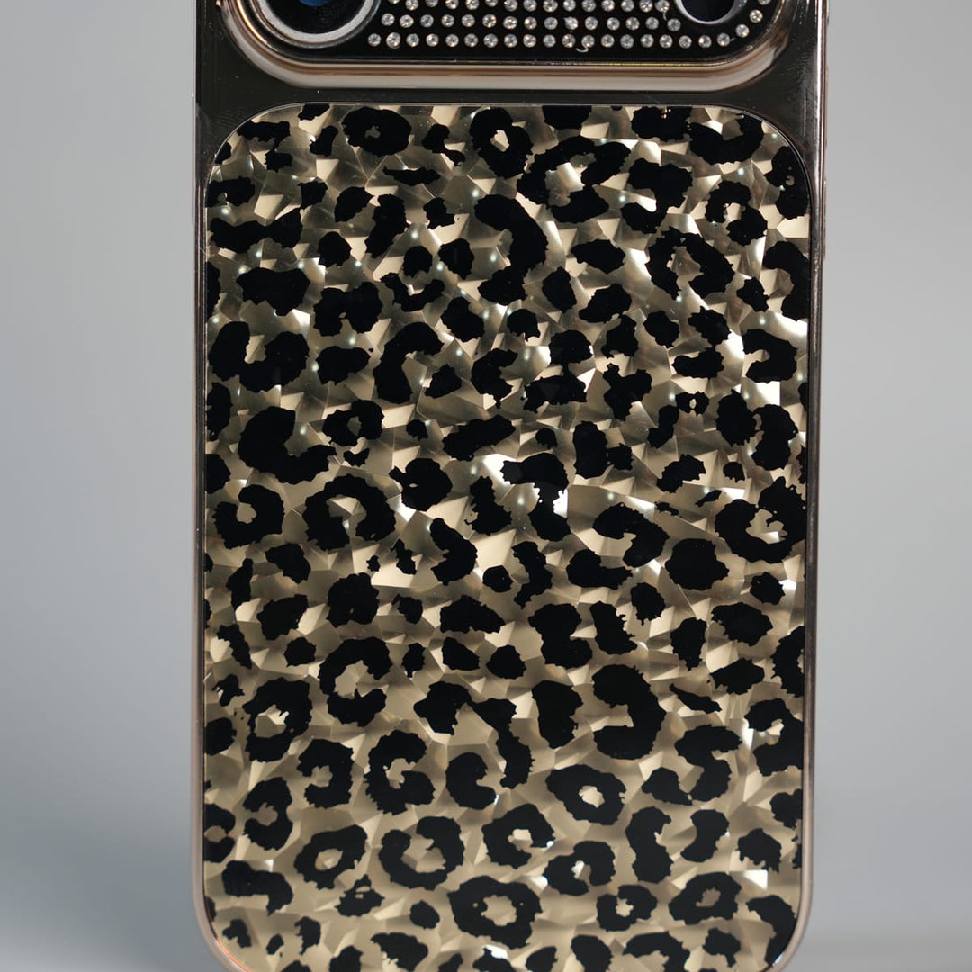 FRATO luxury Case iPhone Series Luxury Leopard Crystal Case with Rhinestone Camera Frame &amp; Glossy Finish