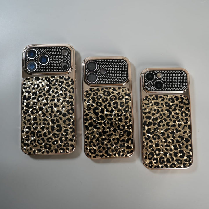 FRATO luxury Case iPhone Series Luxury Leopard Crystal Case with Rhinestone Camera Frame &amp; Glossy Finish