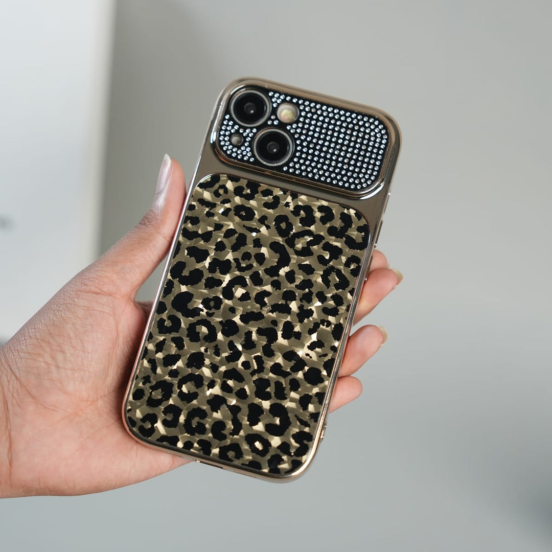 FRATO luxury Case iPhone Series Luxury Leopard Crystal Case with Rhinestone Camera Frame &amp; Glossy Finish