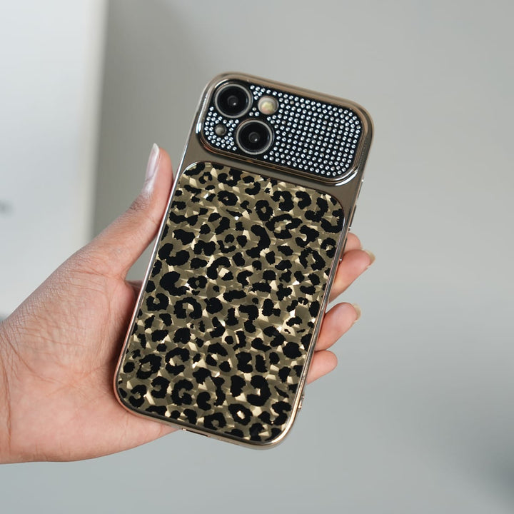 FRATO luxury Case iPhone Series Luxury Leopard Crystal Case with Rhinestone Camera Frame &amp; Glossy Finish