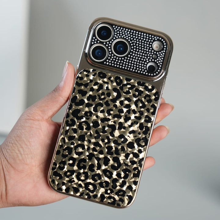 FRATO luxury Case iPhone Series Luxury Leopard Crystal Case with Rhinestone Camera Frame &amp; Glossy Finish