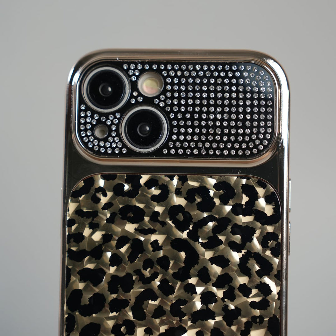 FRATO luxury Case iPhone Series Luxury Leopard Crystal Case with Rhinestone Camera Frame &amp; Glossy Finish