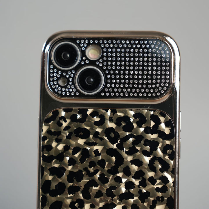 FRATO luxury Case iPhone Series Luxury Leopard Crystal Case with Rhinestone Camera Frame &amp; Glossy Finish