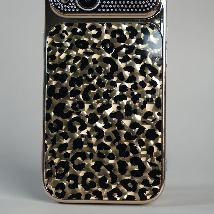 FRATO luxury Case iPhone Series Luxury Leopard Crystal Case with Rhinestone Camera Frame &amp; Glossy Finish