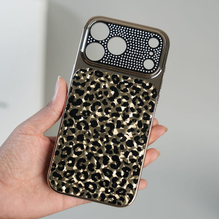 FRATO luxury Case iPhone Series Luxury Leopard Crystal Case with Rhinestone Camera Frame &amp; Glossy Finish