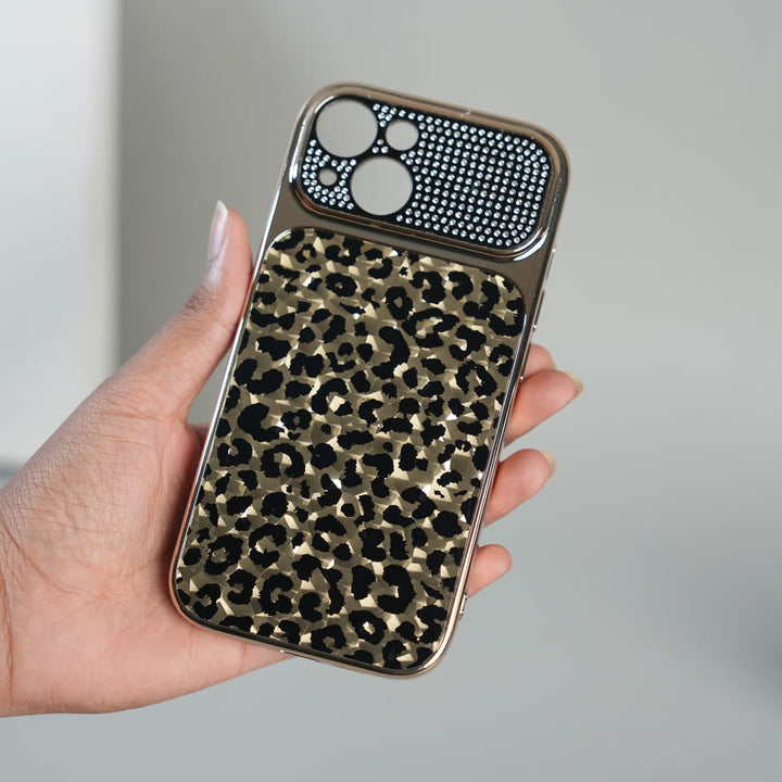 FRATO luxury Case iPhone Series Luxury Leopard Crystal Case with Rhinestone Camera Frame &amp; Glossy Finish