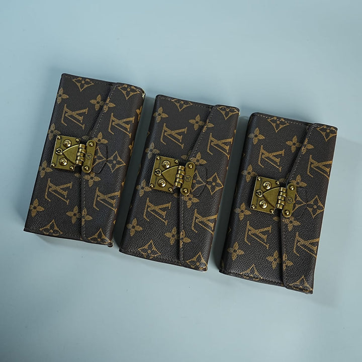 FRATO luxury Case iPhone Series Luxury Monogram Lock Wallet Case with Scarf Chain Strap