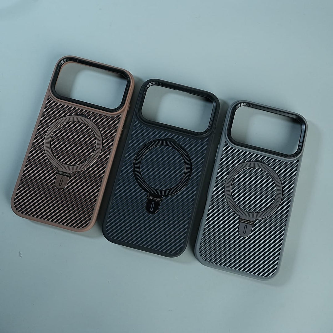 FRATO luxury Case iPhone Series Premium Carbon-Texture Ring Stand Flip Case | Metal Kickstand | Slim &amp; Protective Cover