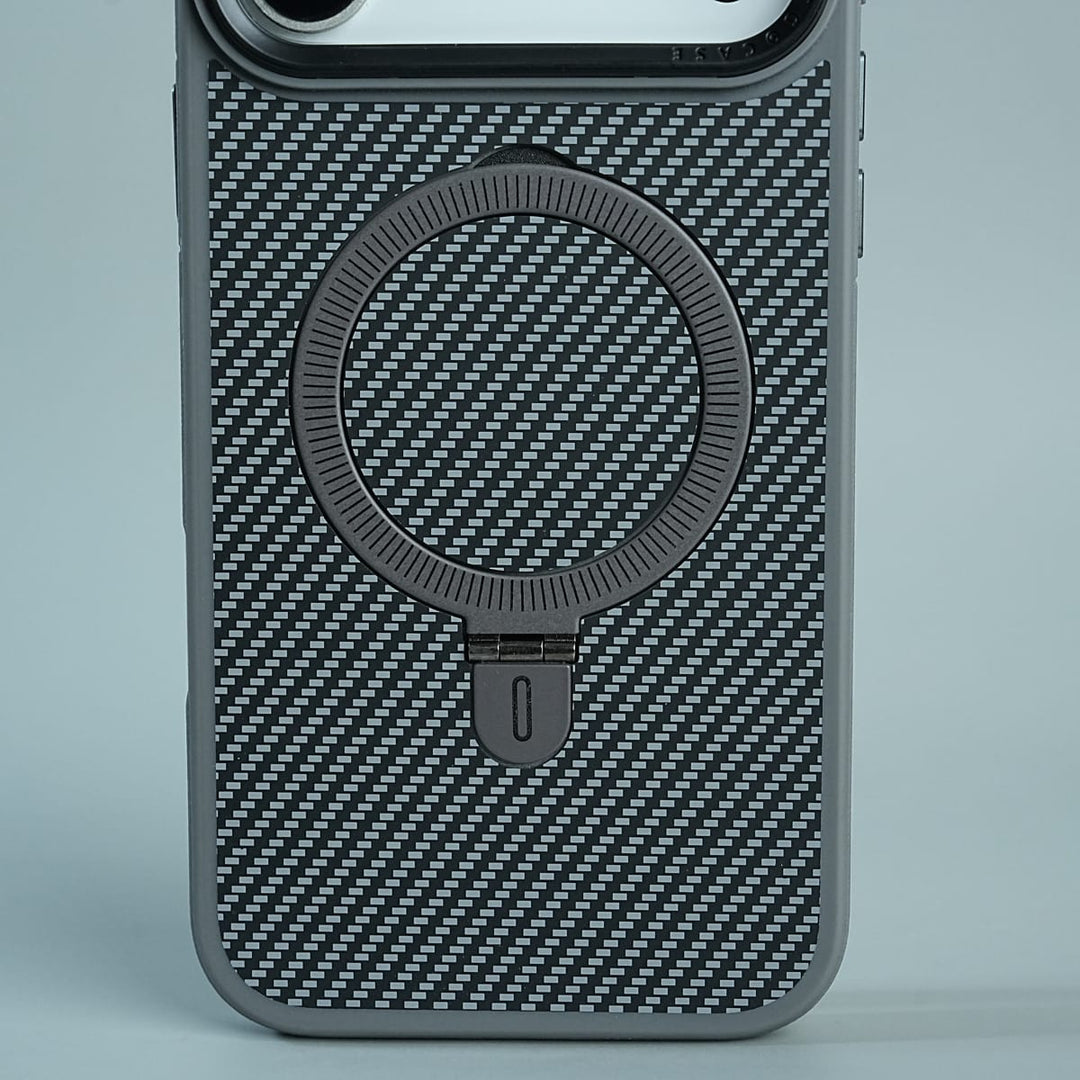 FRATO luxury Case iPhone Series Premium Carbon-Texture Ring Stand Flip Case | Metal Kickstand | Slim &amp; Protective Cover