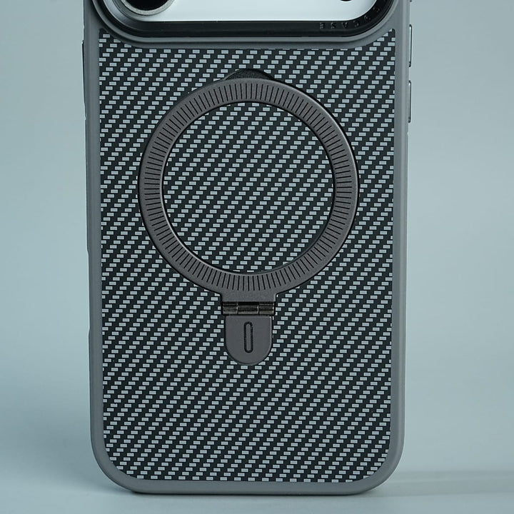 FRATO luxury Case iPhone Series Premium Carbon-Texture Ring Stand Flip Case | Metal Kickstand | Slim &amp; Protective Cover
