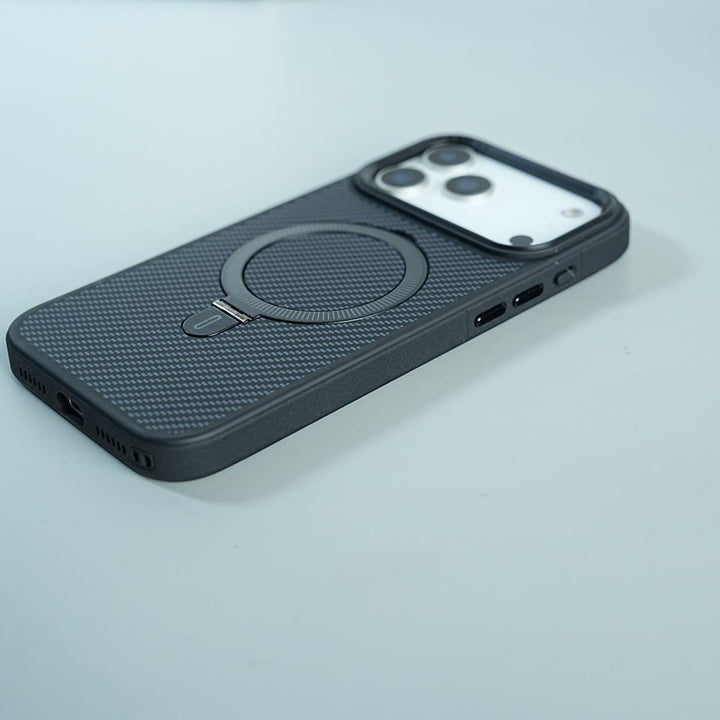 FRATO luxury Case iPhone Series Premium Carbon-Texture Ring Stand Flip Case | Metal Kickstand | Slim &amp; Protective Cover