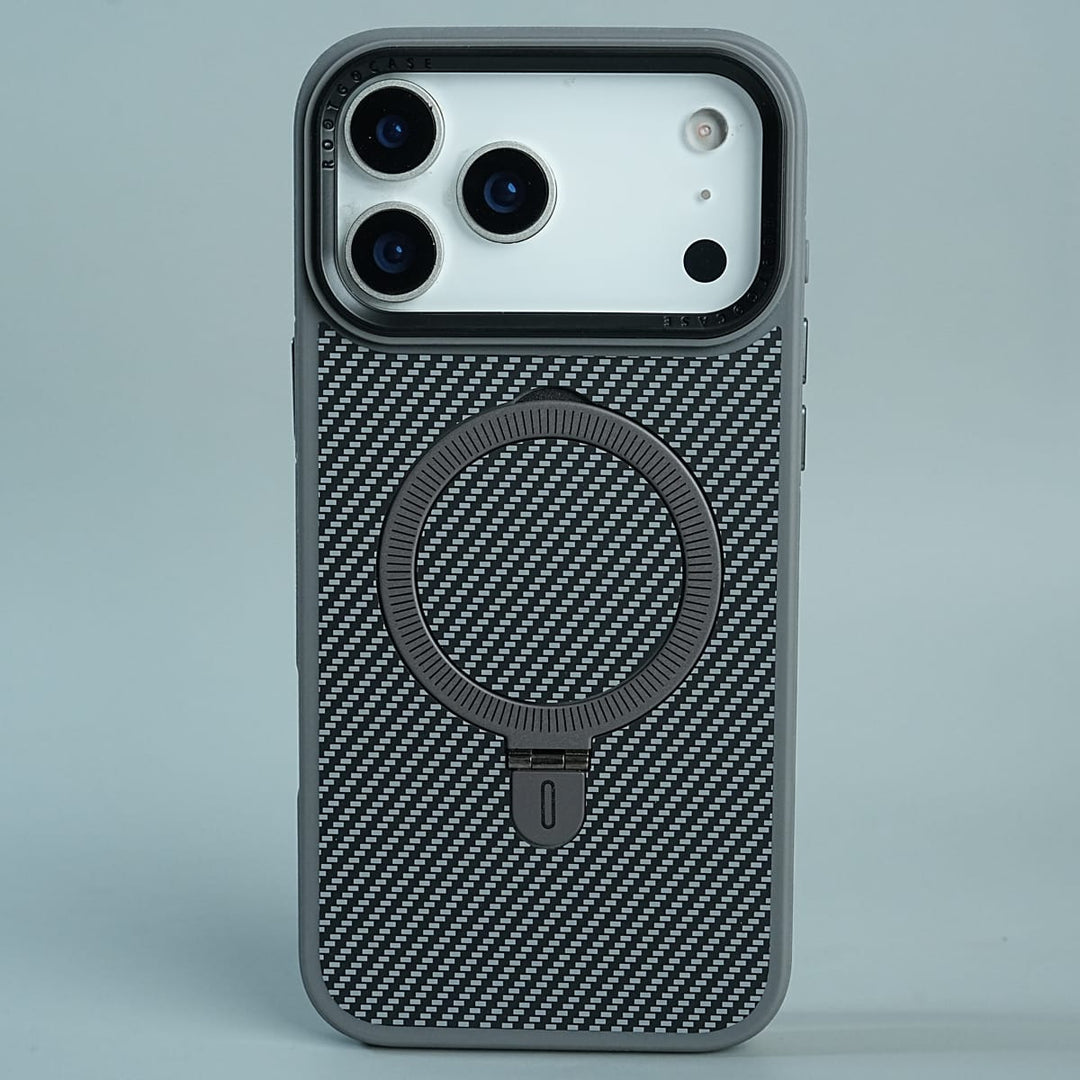 FRATO luxury Case iPhone Series Premium Carbon-Texture Ring Stand Flip Case | Metal Kickstand | Slim &amp; Protective Cover