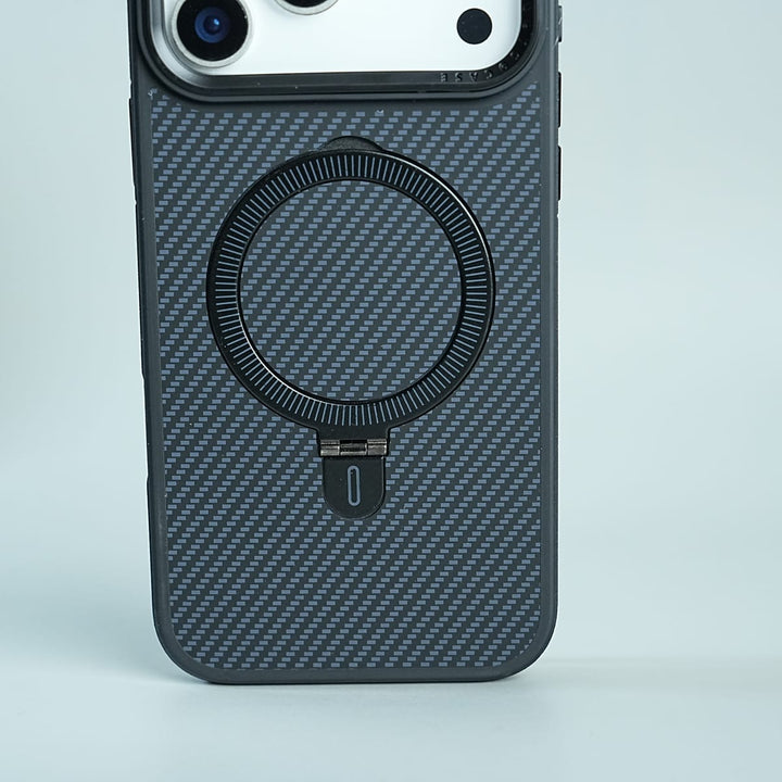 FRATO luxury Case iPhone Series Premium Carbon-Texture Ring Stand Flip Case | Metal Kickstand | Slim &amp; Protective Cover