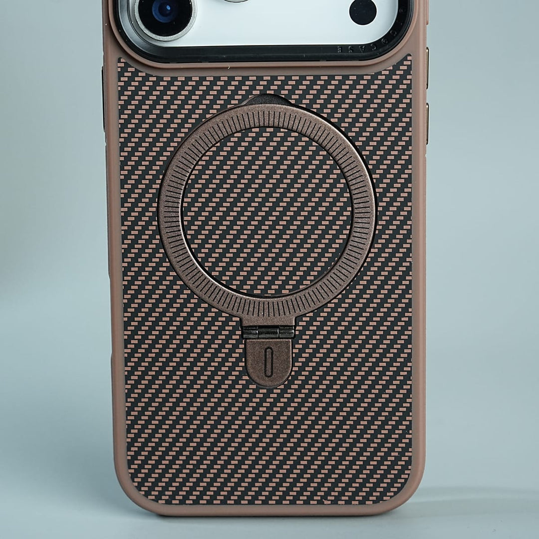 FRATO luxury Case iPhone Series Premium Carbon-Texture Ring Stand Flip Case | Metal Kickstand | Slim &amp; Protective Cover