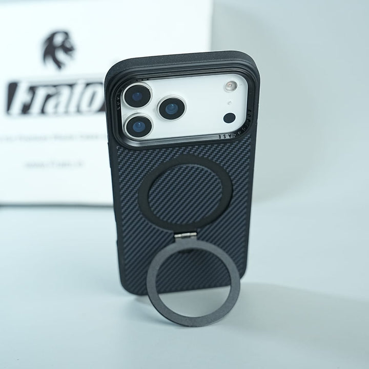 FRATO luxury Case iPhone Series Premium Carbon-Texture Ring Stand Flip Case | Metal Kickstand | Slim &amp; Protective Cover