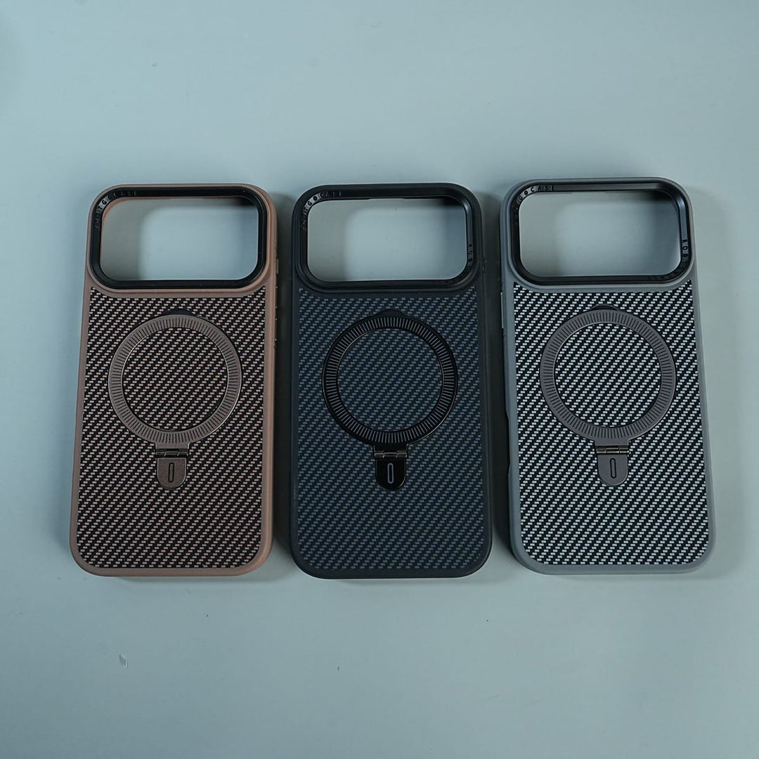 FRATO luxury Case iPhone Series Premium Carbon-Texture Ring Stand Flip Case | Metal Kickstand | Slim &amp; Protective Cover