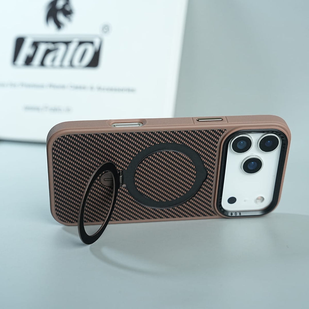 FRATO luxury Case iPhone Series Premium Carbon-Texture Ring Stand Flip Case | Metal Kickstand | Slim &amp; Protective Cover